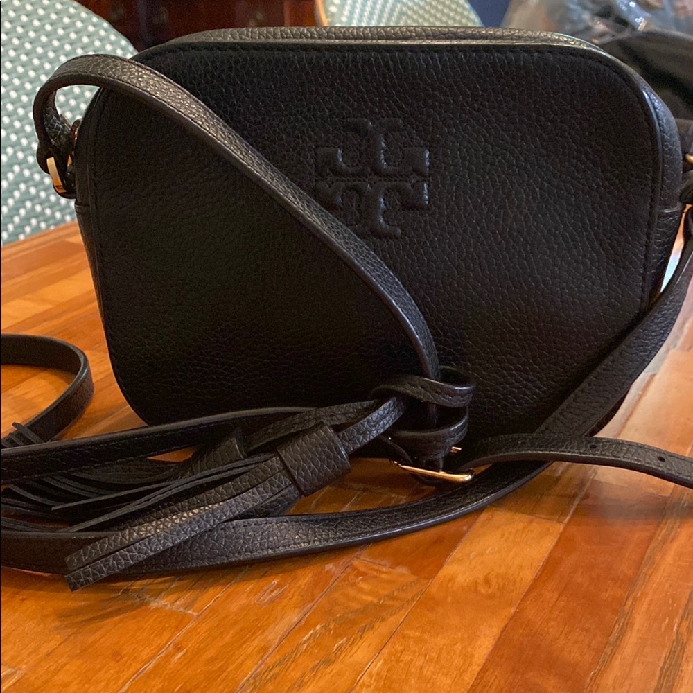 Tory Burch black pebbled leather Crossbody Bag